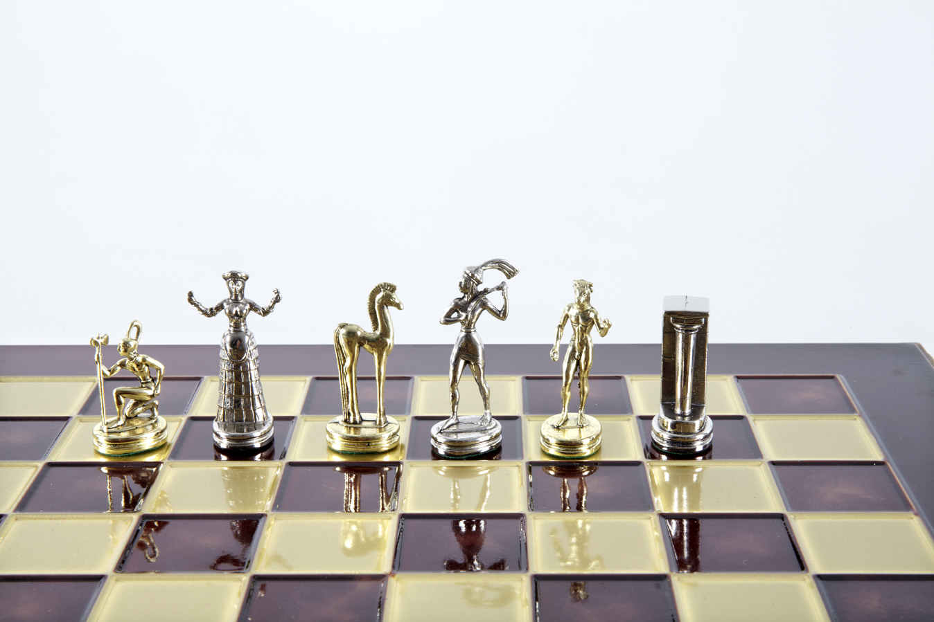 Minoan Warrior chess set gold-silver chessmen/Red chessboard 36 sm