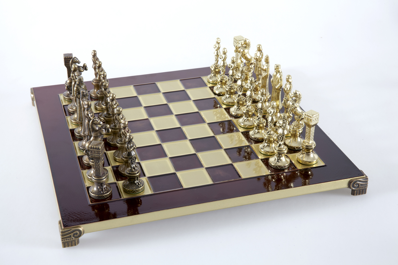 Renaissance chess set with gold-silver chessmen/Red chessboard 36 sm